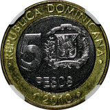 Dominican Republic Sánchez 2010 5 Pesos Magnetic NGC MS66 Poland Mint KM# 89(1)