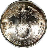 Germany - Third Reich Silver 1937 E 2 Reichs Mark NGC MS62 Hindenburg KM# 93(34)