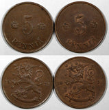 FINLAND Copper 1921 5 Penniä  UNC KM# 22 RANDOM PICK  (1 COIN)