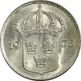 Sweden Gustaf V (1907-1950) Silver 1938 G 10 Öre GEM BU KM# 780 (22 073)