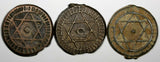 Morocco Sidi Mohammed IV LOT OF 3 COINS AH1285(1869) 4 Fulus Marrakesh C166.2(9)