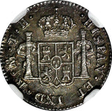 MEXICO SPANISH COLONY Charles IV SILVER 1807 MO TH 1/2 Real NGC AU DET. KM#72(0)