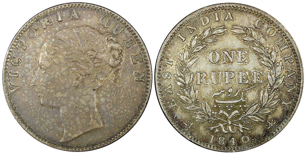 India-British Victoria Silver 1840 1 Rupee Toned KM# 457 (22 282)