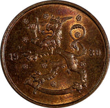 Finland Copper 1930 5 Penniä Better Date BU KM# 22 (20 209)