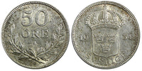 Sweden Gustaf VI Silver 1955 TS 50 Ore UNC KM# 825 (22 003)