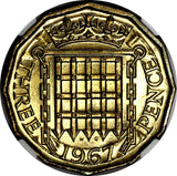 Great Britain Elizabeth II 1967 3 Pence NGC MS66 TOP GRADED BY NGC KM# 900 (010)