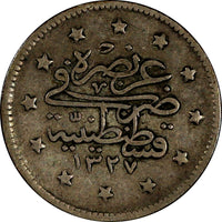 Turkey Mehmed V Silver AH1327//3 (1911) 2 Kurush Toning KM# 749 (18 272)