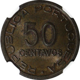 Mozambique Portuguese Bronze 1945 50 Centavos NGC MS64 BN 1 YEAR TYPE KM# 73(43)