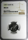 Haiti 1997 5 Centimes NGC MS64 Charlemagne Peralte Magnetic KM# 154a