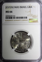 Israel Copper-Nickel 1969 1 Lira NGC MS66 GEM BU COIN KM# 47.1  (016)