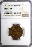 Mexico ESTADOS UNIDOS MEXICANOS Bronze 1927 Mo 2 Centavos NGC MS63 BN KM# 419(4)