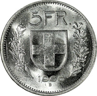 Switzerland Silver 1966 B 5 Francs UNC KM# 40 (18 576)