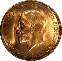 GREAT BRITAIN George V Bronze 1936 1 Penny PCGS MS65 RB RED NICE KM# 838 (8)