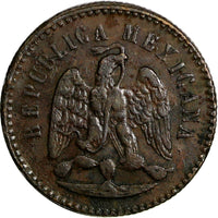 Mexico SECOND REPUBLIC Copper 1878 ZS 1 Centavo Zacatecas Mint KM# 391.9