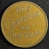 GUATEMALA Brass  1932  2 Centavos Toned High Grade KM# 250 (23 223)