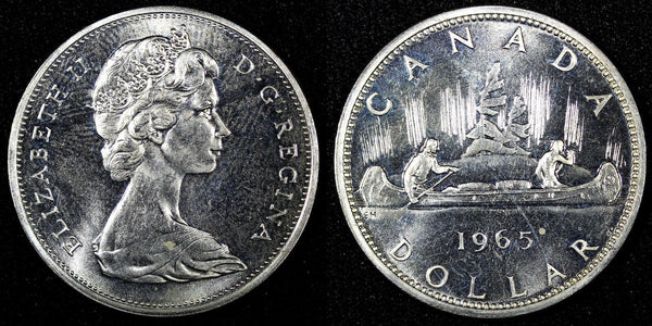 CANADA Elizabeth II Silver 1965 $1.00 Dollar  UNC KM# 64.1 (22 786)