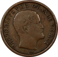 Denmark Frederik VII Copper 1853 FK//VS 1 Rigsbankskilling  KM# 756