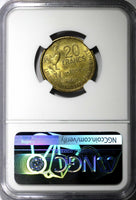 FRANCE Aluminum-Bronze 1951 20 Francs NGC MS66 1 GRADED HIGHEST KM# 917.1 (027)