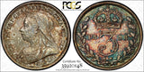 Great Britain Silver 1898 3 Pence PCGS PL64 PROOFLIKE RAINBOW TONED KM# 777 (48)