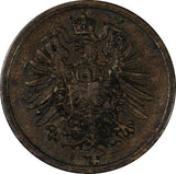 Germany - Empire Wilhelm I Copper 1876 J 2 Pfennig Better Date Hamburg KM# 2 (3)