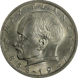 Germany - Federal Republic 1958 F 2 Mark Max Planck UNC Toning KM# 116(15 339)