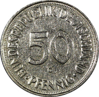 Germany - Federal Republic Copper-Nickel 1950 G 50 Pfennig RARE KM# 104 (190)