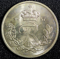 Denmark Frederik IX Copper-Nickel 1957  25 Øre GEM BU COIN KM# 842.2 (23 853)