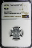 German-Democratic Republic (DDR) 1952 A 1 Pfennig NGC MS61 KM# 5 (078)