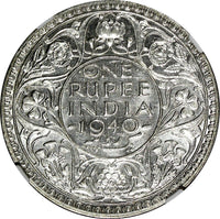 India-British George VI Silver 1940 (B) Rupee NGC AU58 Mint Luster KM# 556 (009)