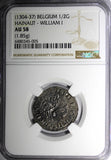 Belgium Hainaut William I (1304-37 )Demi-Gros Chevalier NGC AU58 TOP GRADED Ch45