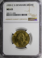 Denmark Frederik IX 1959 CS 1 Krone NGC MS65 BETTER DATE Mint-243,00 KM837.2 (5)