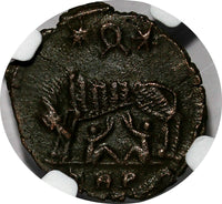 Roman Empire Constantinian BI Nummus cAD 330-340 Roma/She-Wolf & Twins NGC ch.XF