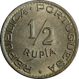 India-Portuguese 1947 1/2 Rupia Mintage-600,000 aUNC KM# 26 (19 953)