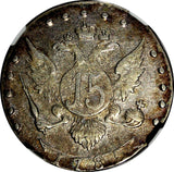 Russia Catherine II Silver 1785 SPB 15 Kopeks NGC XF Detail Small Date C# 62c(5)