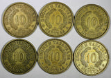 FINLAND LOT OF 12 COINS Aluminum-Bronze 1928-1936 10 Markkaa KM# A32