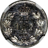 SWEDEN Oscar I (1844-1858) Silver 1856 ST 25 Ore NGC UNC DETAILS  SCARCE KM# 684