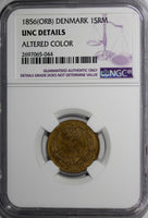 Denmark Frederik VII Bronze 1856 1 Skilling Rigsmont NGC UNC DETAILS KM# 763