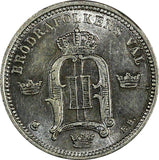 SWEDEN Oscar II Silver 1894 EB 10 Ore  aUNC Condition KM# 755