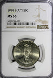 HAITI 1991 50 Centimes NGC MS65 Charlemagne Péralte TOP GRADED KM# 153 (039)