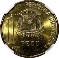 Dominican Republic Juan Pablo Duarte 2005 1 Peso NGC MS64 KM# 80 (001)