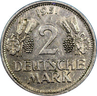 Germany - Federal Republic 1951 G 2 Mark SCARCE KEY DATE KM# 111