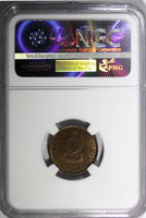 ESTONIA Bronze 1934 2 Senti NGC MS63 BN 1 YEAR TYPE NICE TONED KM# 15 (147)