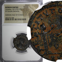 ROMAN EMPIRE AURELIAN AD 270-275 BI Double-Denarius / Wreath from Woman NGC (08)