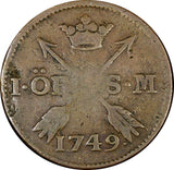 Sweden Frederick I Copper 1747 S.M. 1 ORE Mintage-312,900 KM#416.1  (351)