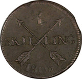 SWEDEN 1805 1 SKILLING OVERSTRUCK ON 2 ORE S.M. 1767 / FULL DATE KM#566 (17 304)