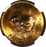 Great Britain George VI  Bronze 1939 Farthing NGC MS64 RB NICE TONING KM# 843(6)