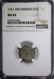 SWEDEN Adolf Fredrik 1761 HM 1 ORE NGC MS63 1 GRADED HIGHEST BY NGC KM#472 (36)