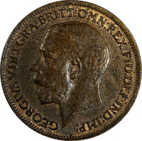 Great Britain George V Bronze 1921 Farthing KM# 808.2 (18 597)