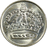 Sweden Gustaf VI Silver 1960 TS 25 Öre KEY DATE GEM BU COIN KM# 824 (22 023)