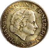 Netherlands Juliana I Silver 1955 1 Gulden 25mm KM# 184
